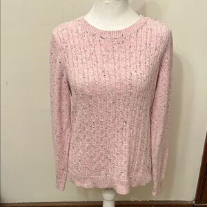 Talbots Pink Flecked Cable Knit Women's Sweater Size M EUC